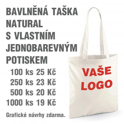 Taška bavlněná natural s vlastním jednobarevným potiskem