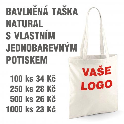 Taška bavlněná natural s vlastním jednobarevným potiskem