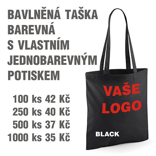 Taška bavlněná barevná s vlastním jednobarevným potiskem Black