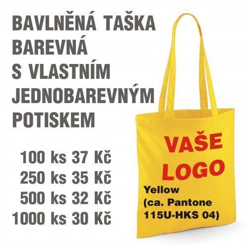 Taška bavlněná barevná s vlastním jednobarevným potiskem Yellow