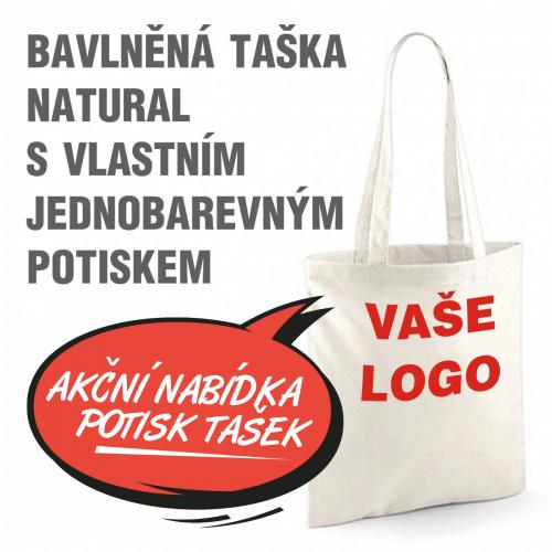 Bavlněná taška s potiskem 100% bavlna 38x42, dlouhé ucho 68 cm